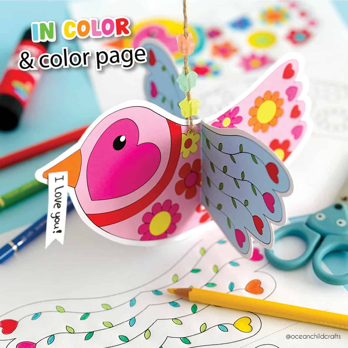 Lovebird Mobile Craft Printable - Ocean Child Crafts