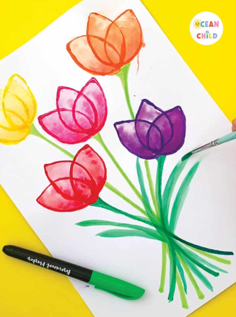 Tulip Art Stamping Activity Kids