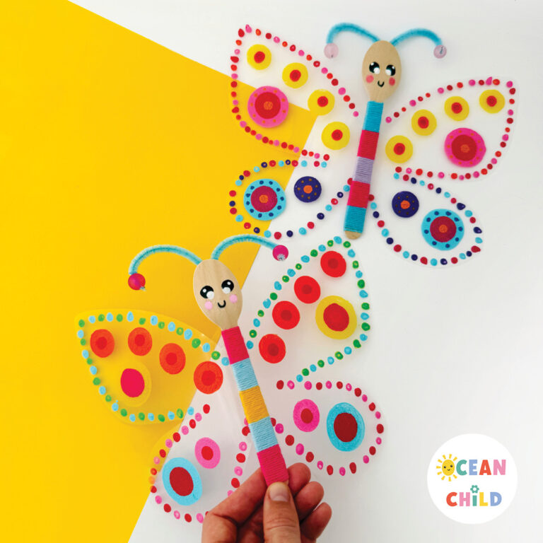 Make Colorful Butterfly Puppets with Flapping Wings for Kids! - Ocean ...
