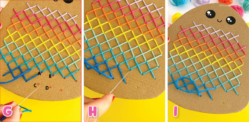 Step-by-step guide to making a pineapple cross-stitch craft on cardboard