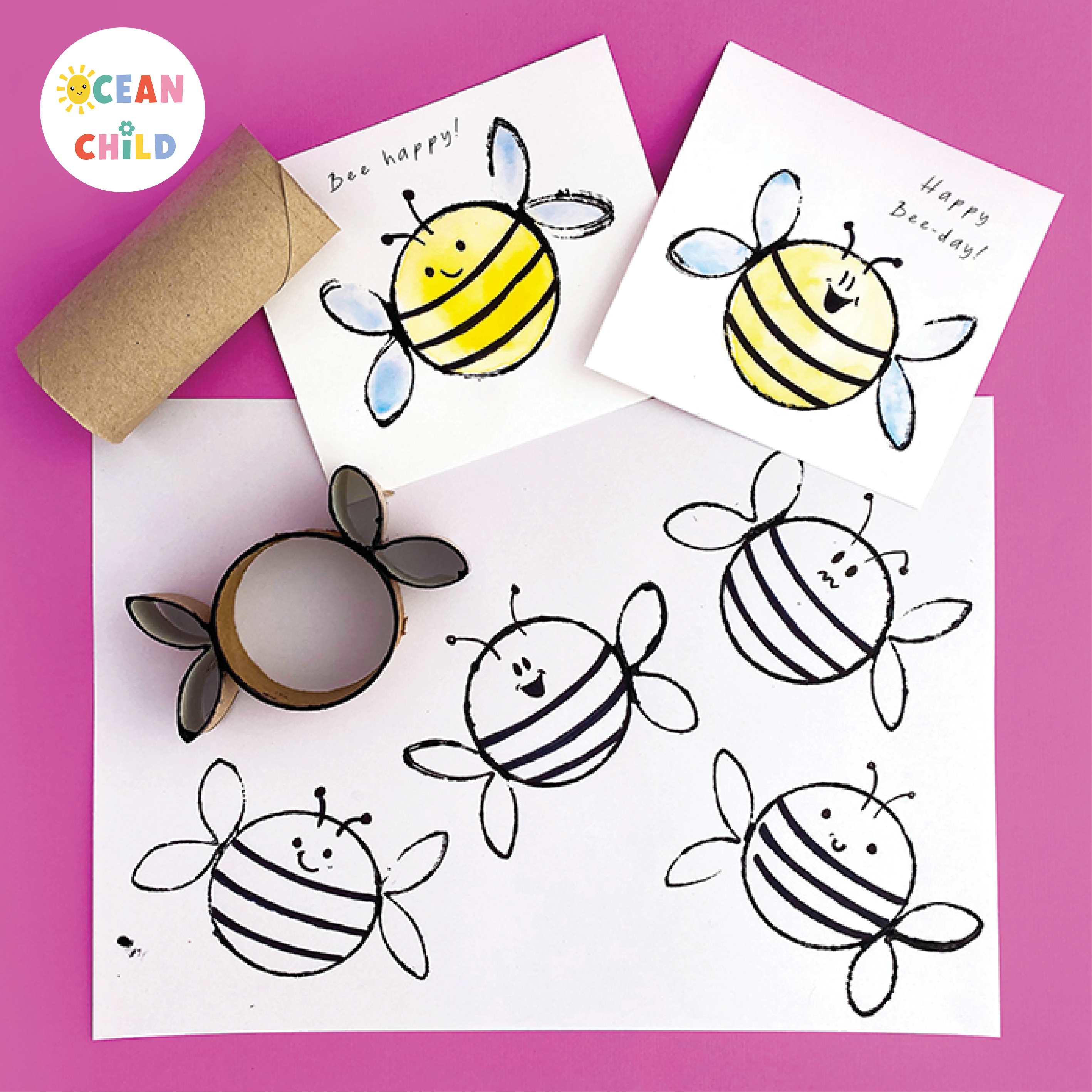 Bee Stamping With A Paper Roll Insect Craft For Kids
