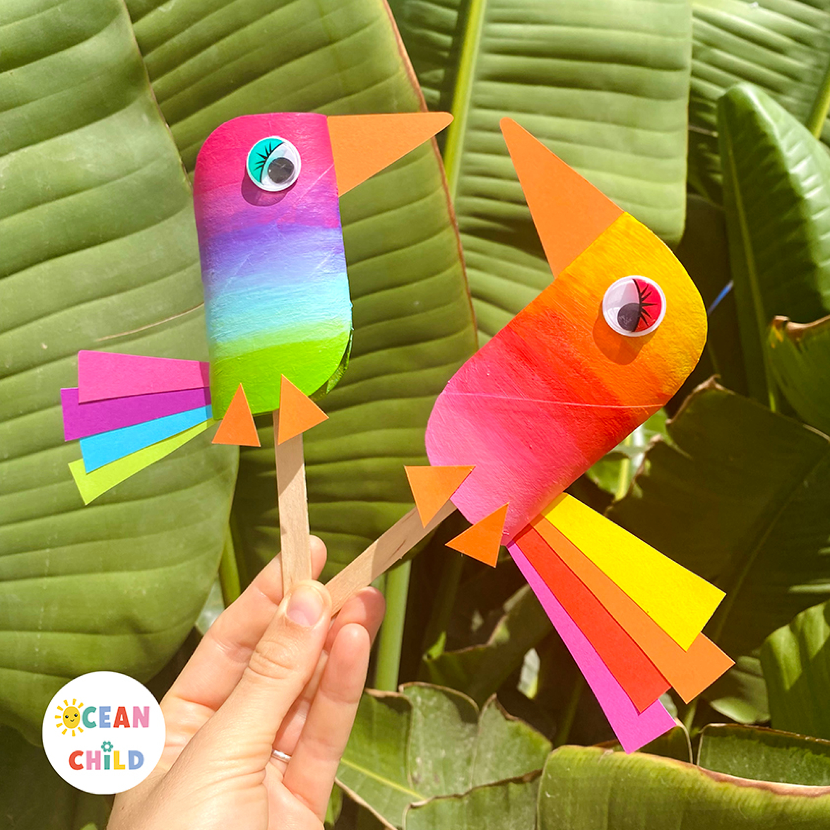 Bird Puppets from Paper Rolls, Pet or Zoo themed Crafts