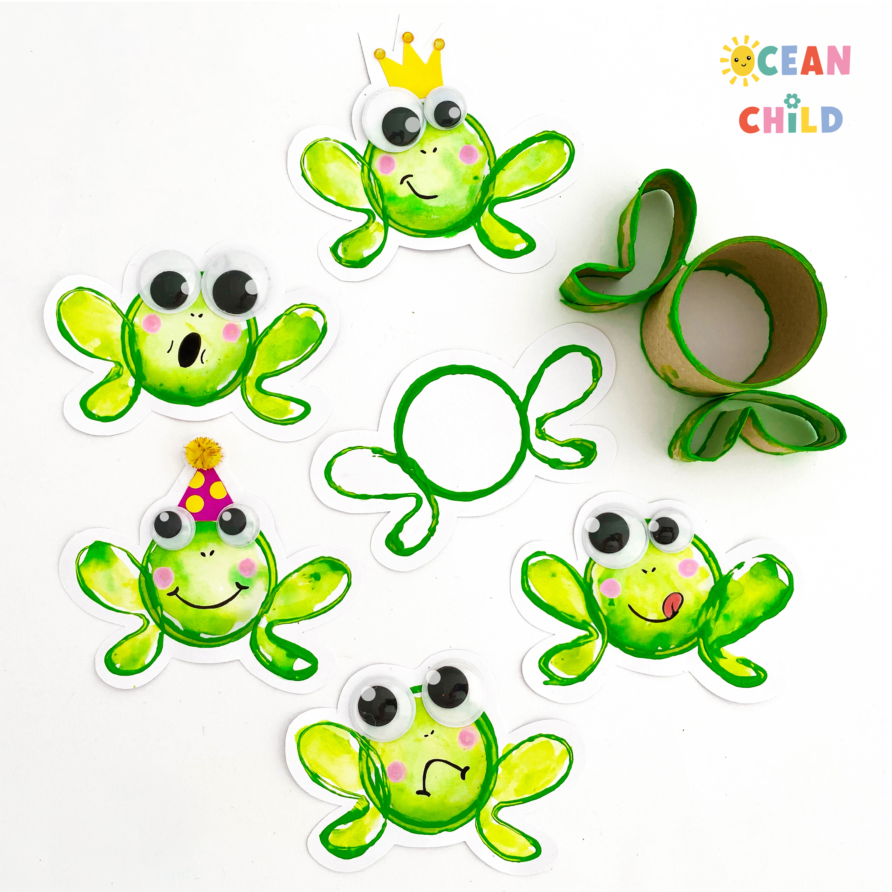 DIY Frog Craft Paper Roll Stamping Activity
