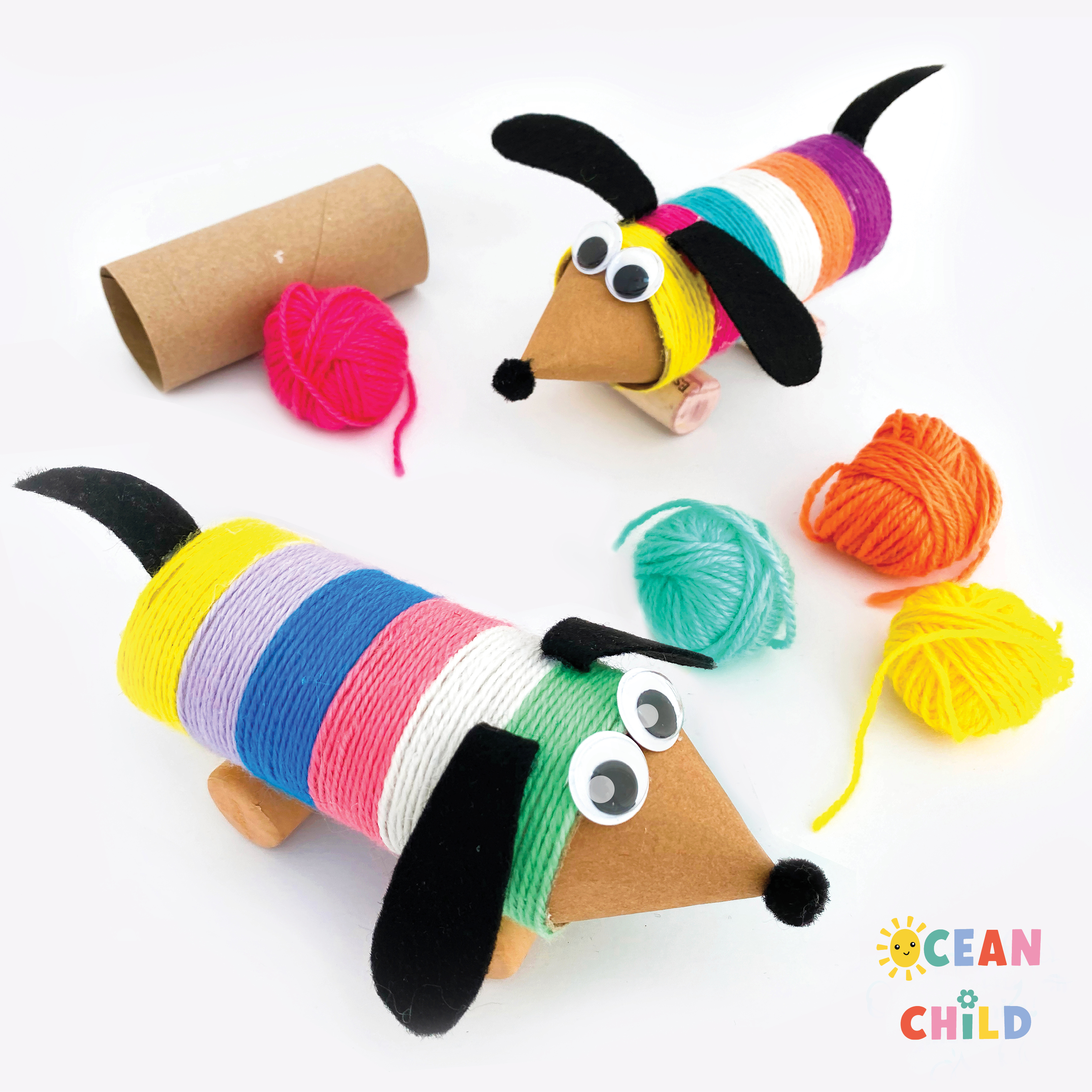 Dachshund With Paper Rolls And Yarn Fun Kids Craft For Elementary Kids