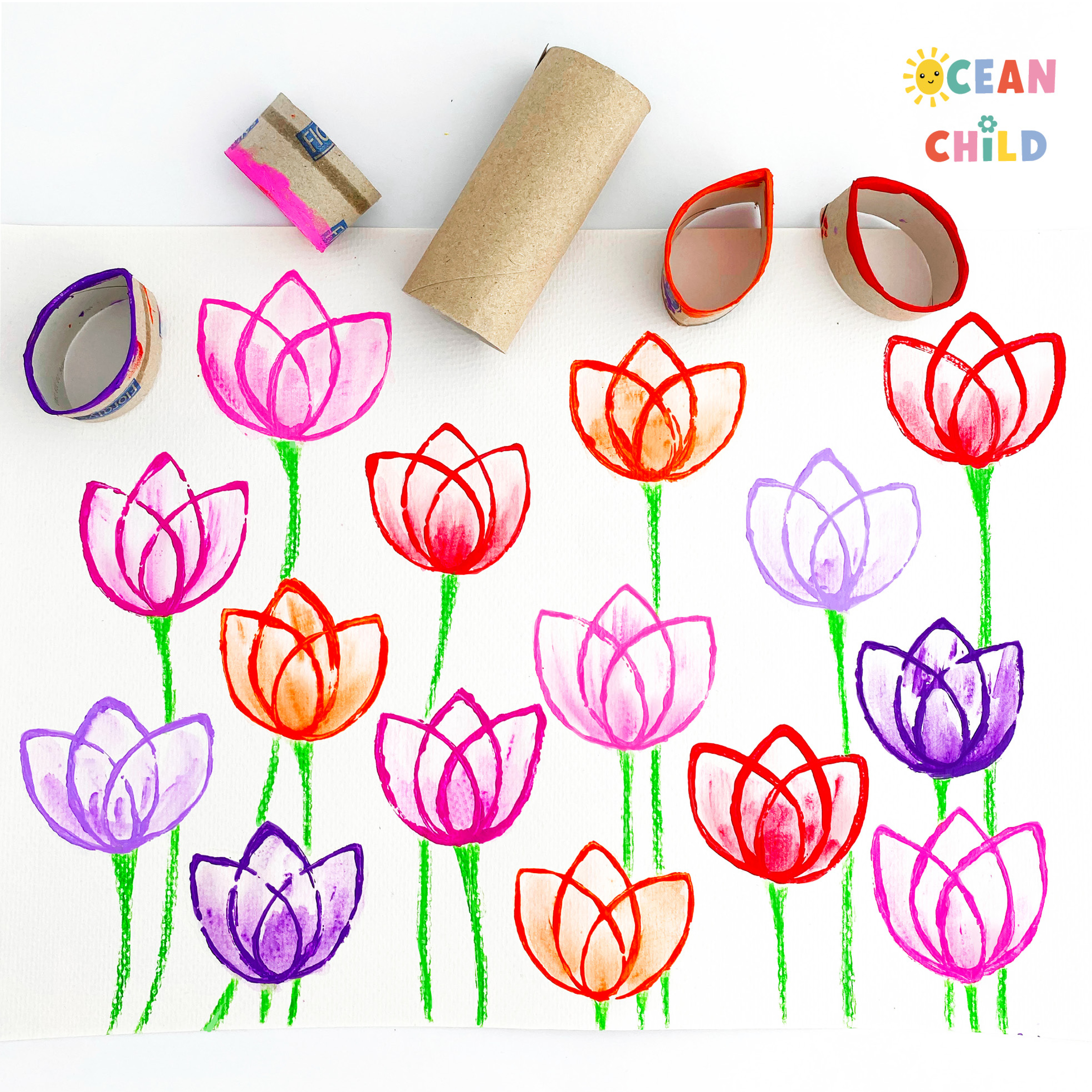 Easy Flower Stamping With Paper Roll For Mothers Day Or Valentines Day