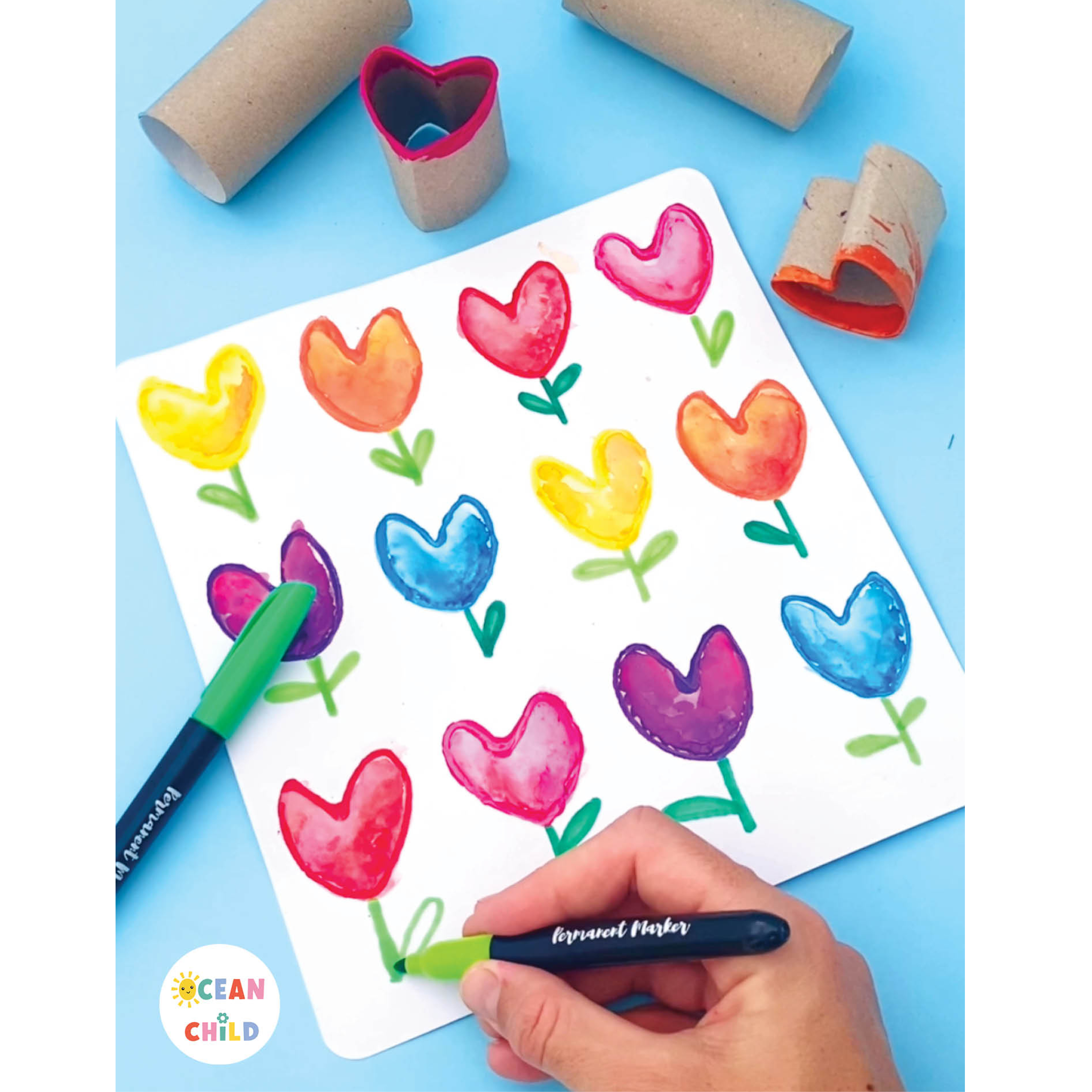 Paper Roll Stamping Ideas For Kids