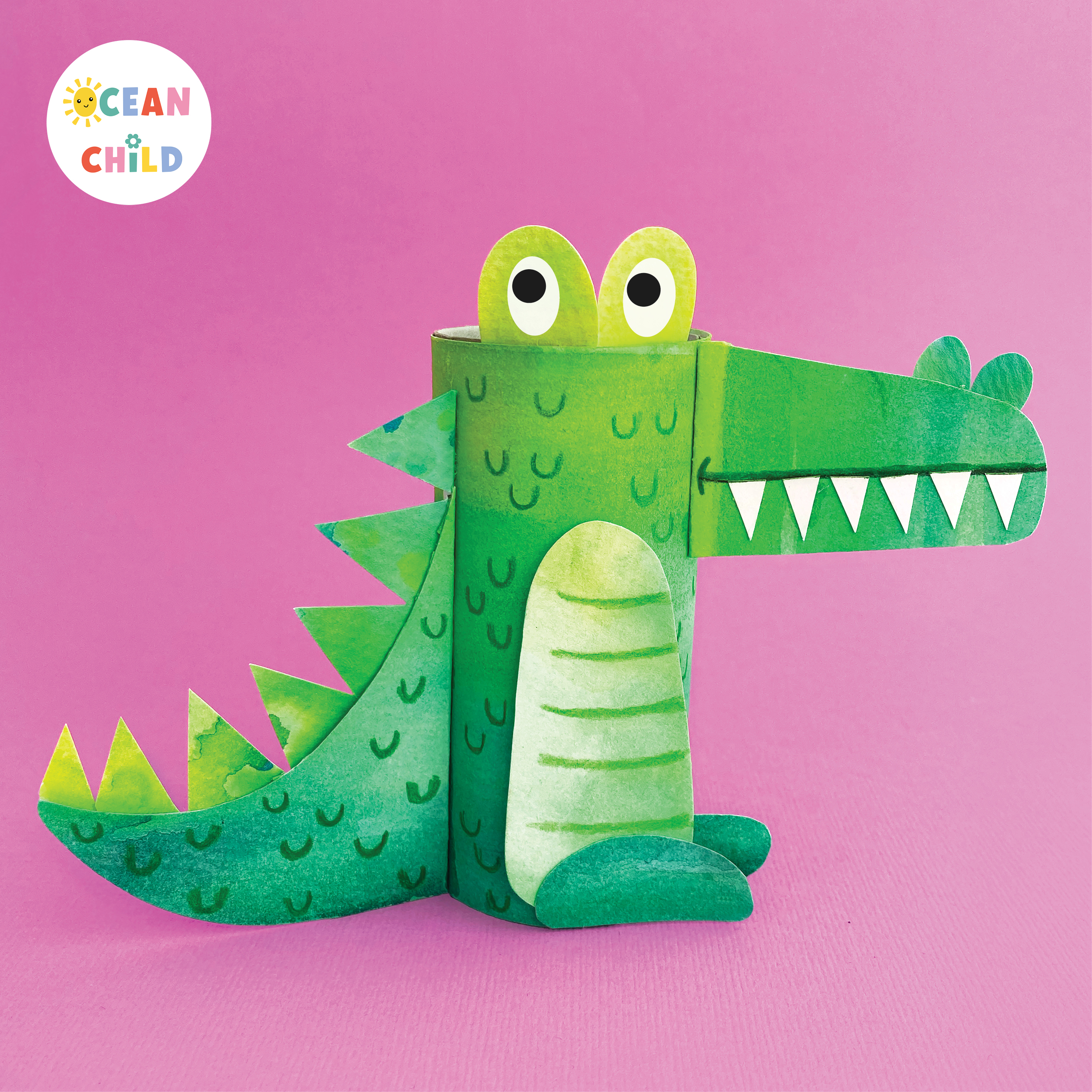Recycled Paper Roll Aligator Craft