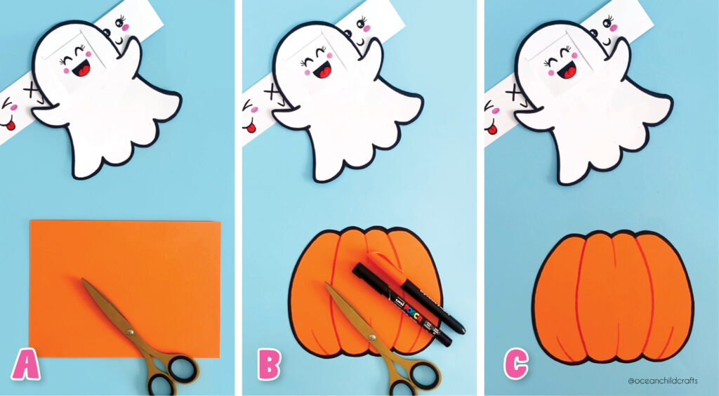 Step by step craft instructions Free for Halloween craft with free ghost craft printable
