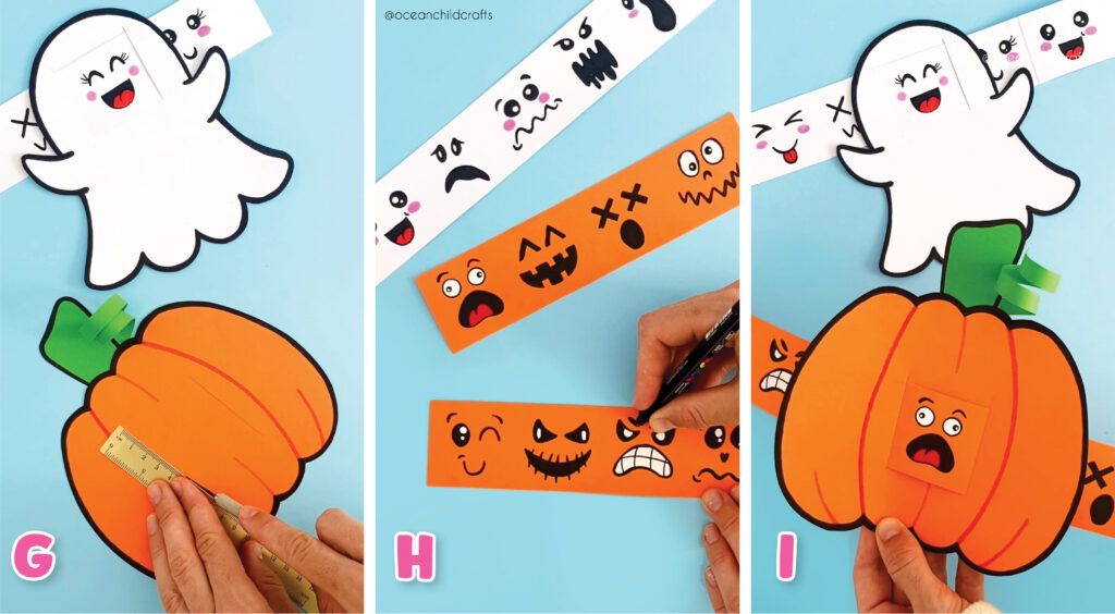 Low prep Halloween craft for teachers, Pumpkin and Ghost from yardstick
