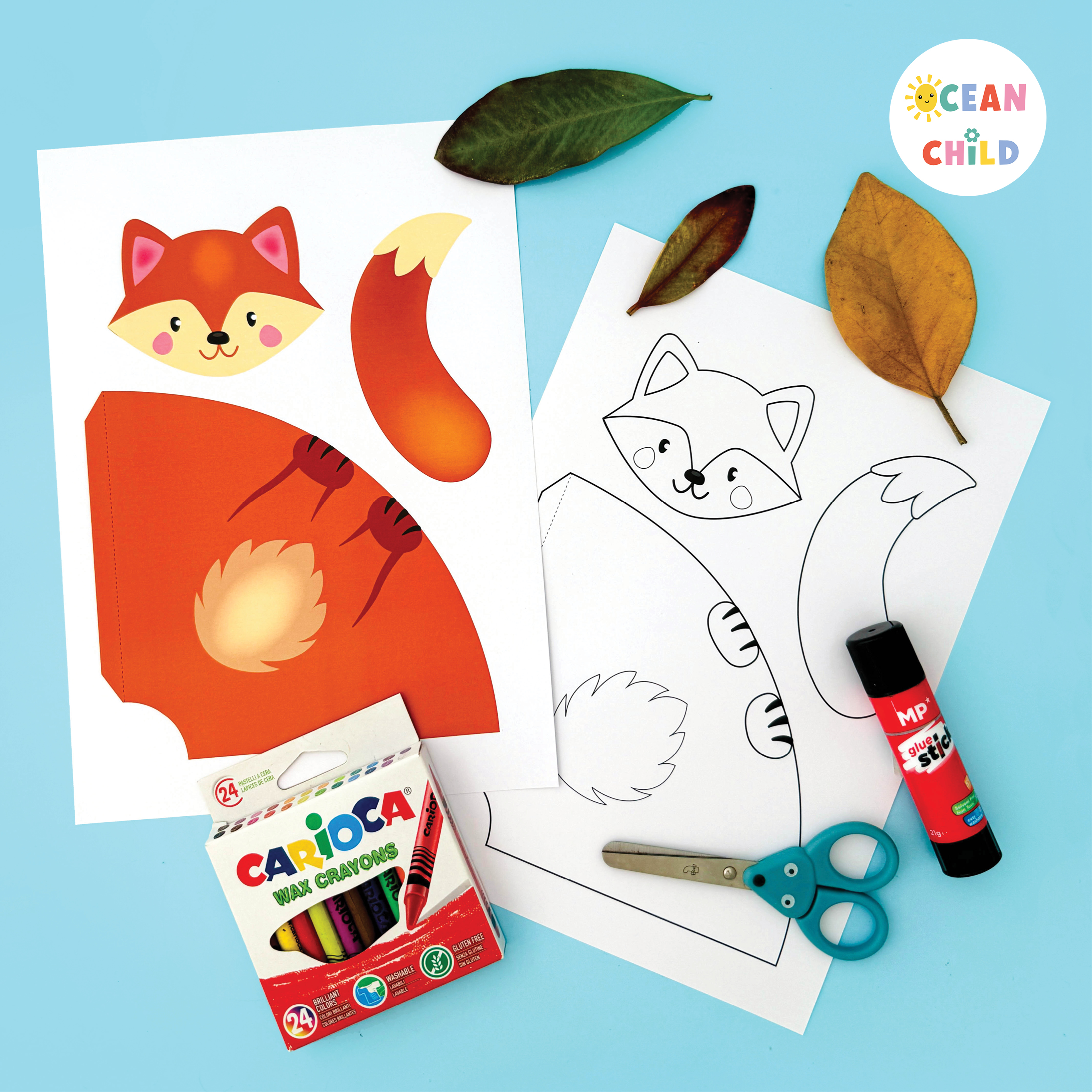 Paper fox craft template