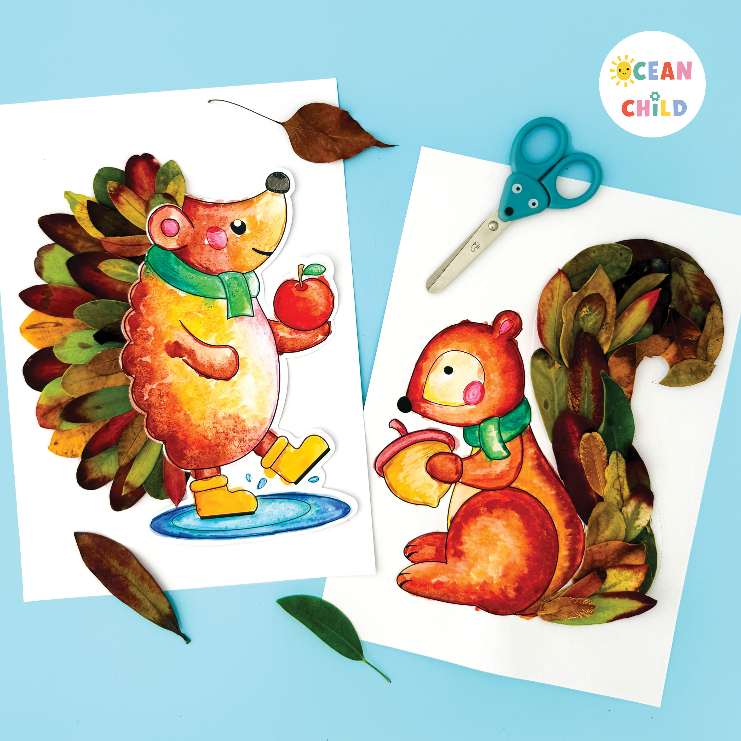 Woodland Animal Craft for Kids, squirrel and hedgehog