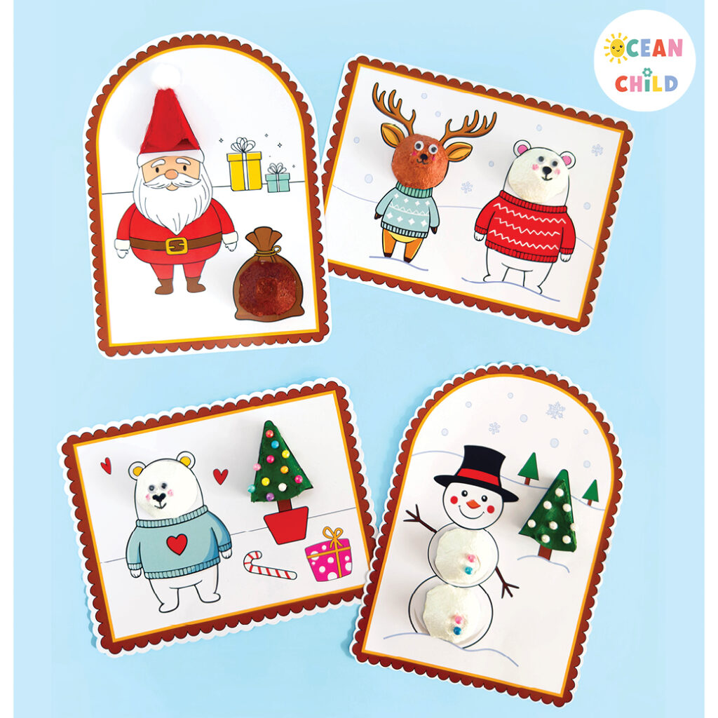 Adorable 3D frames with an Egg Carton, Christmas and winter Craft
