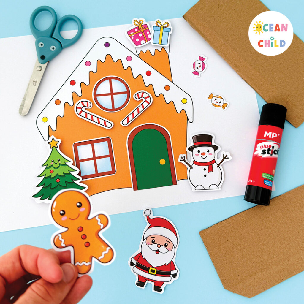 Ginger Bread House Craft, build a paper gingerbread house an easy craft for preschool kids with printable