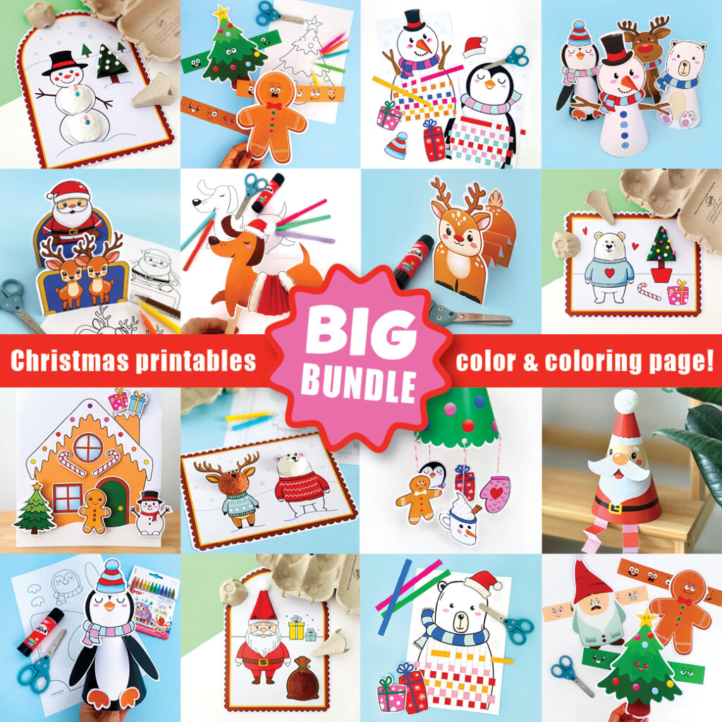 Low Prep Christmas Craft Printable Bundle for kindergarten through third grade.