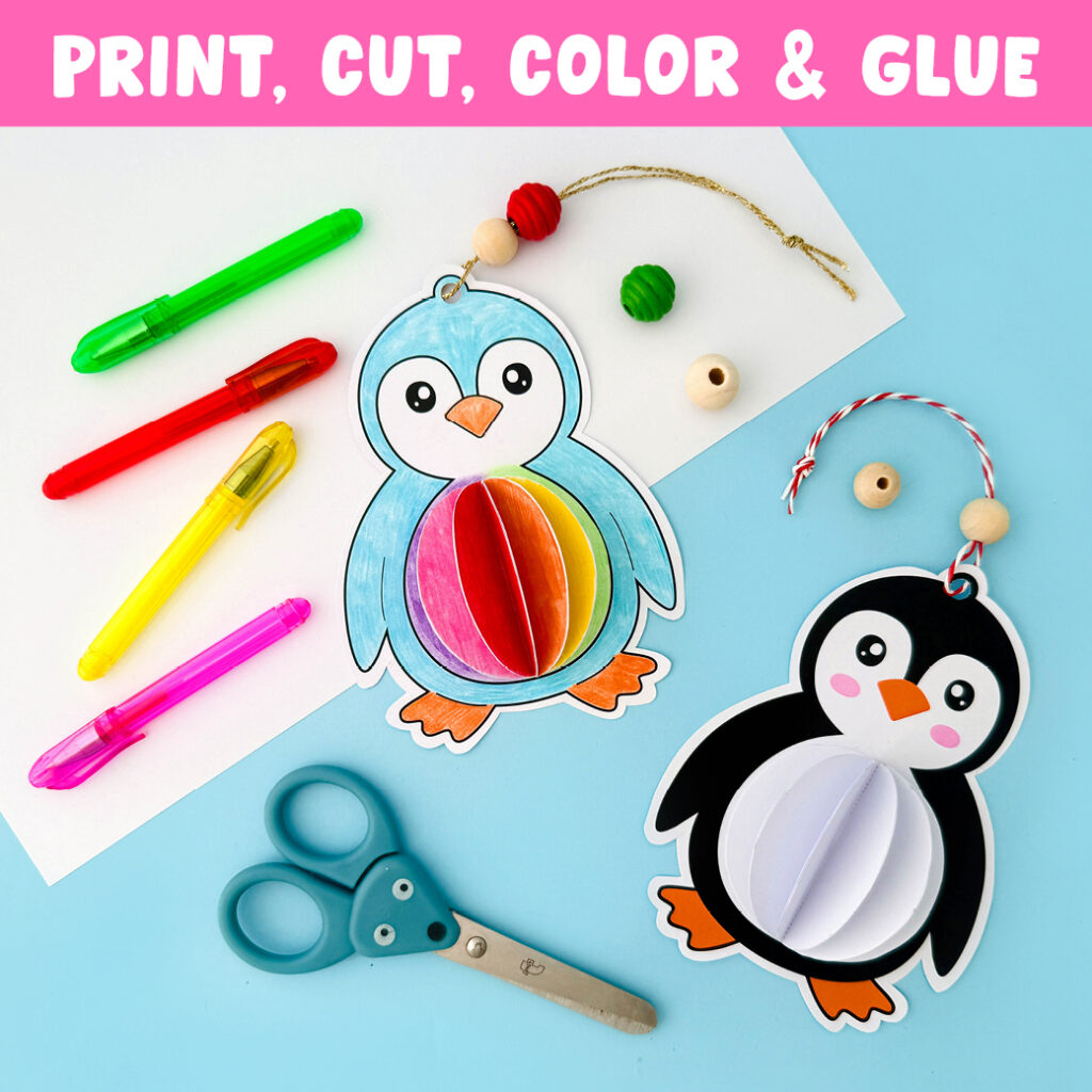 Preschool Penguin Coloring Craft, Fun DIY Christmas Ornaments