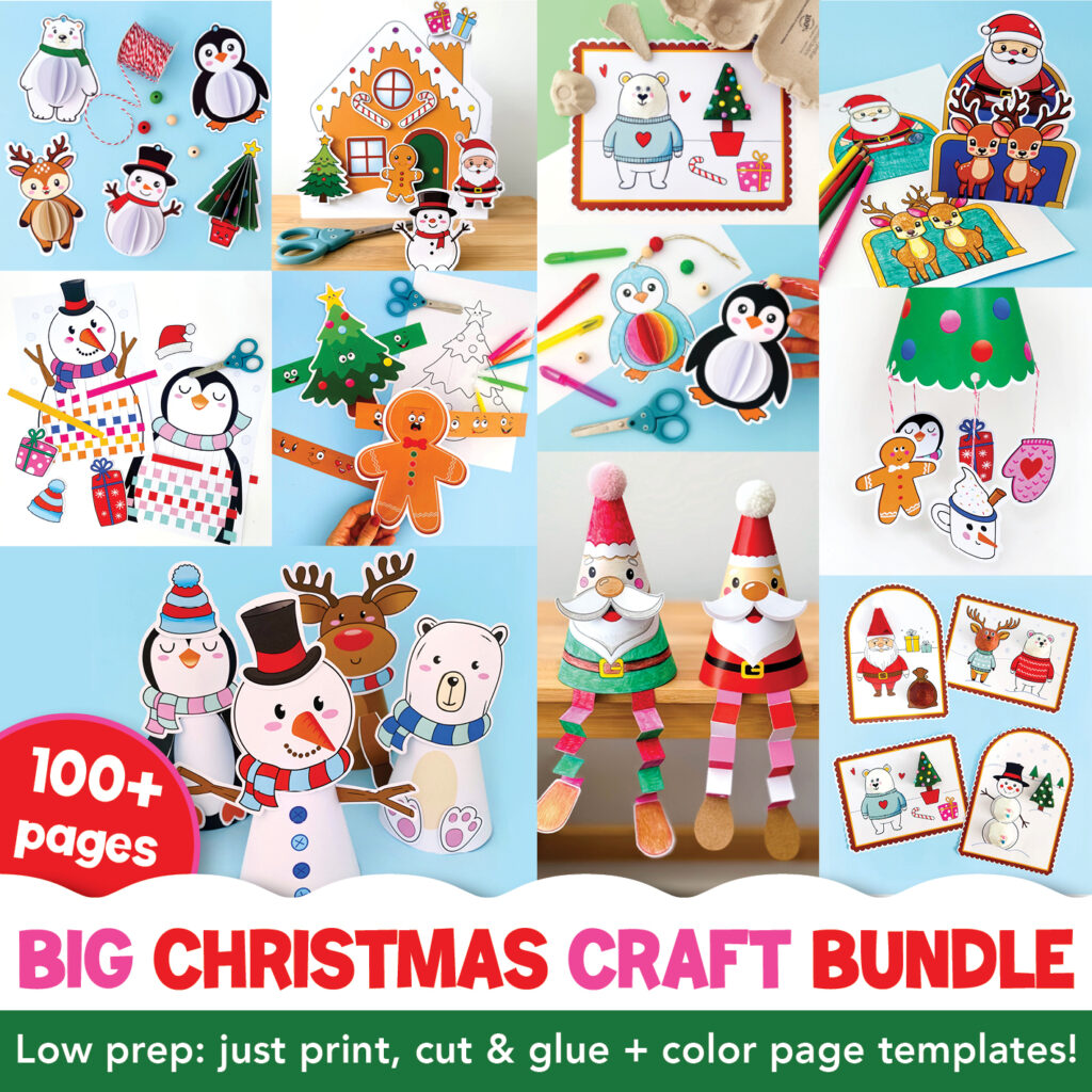 Get Our Big Winter/Christmas Craft Printable Bundle for Kids