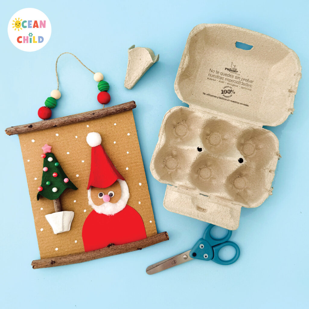 DIY Santa frame craft with egg carton