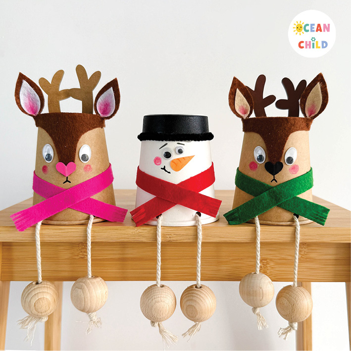 Fun Winter Craft Kids, snowman and reindeer activity for classroom or kitchen table!
