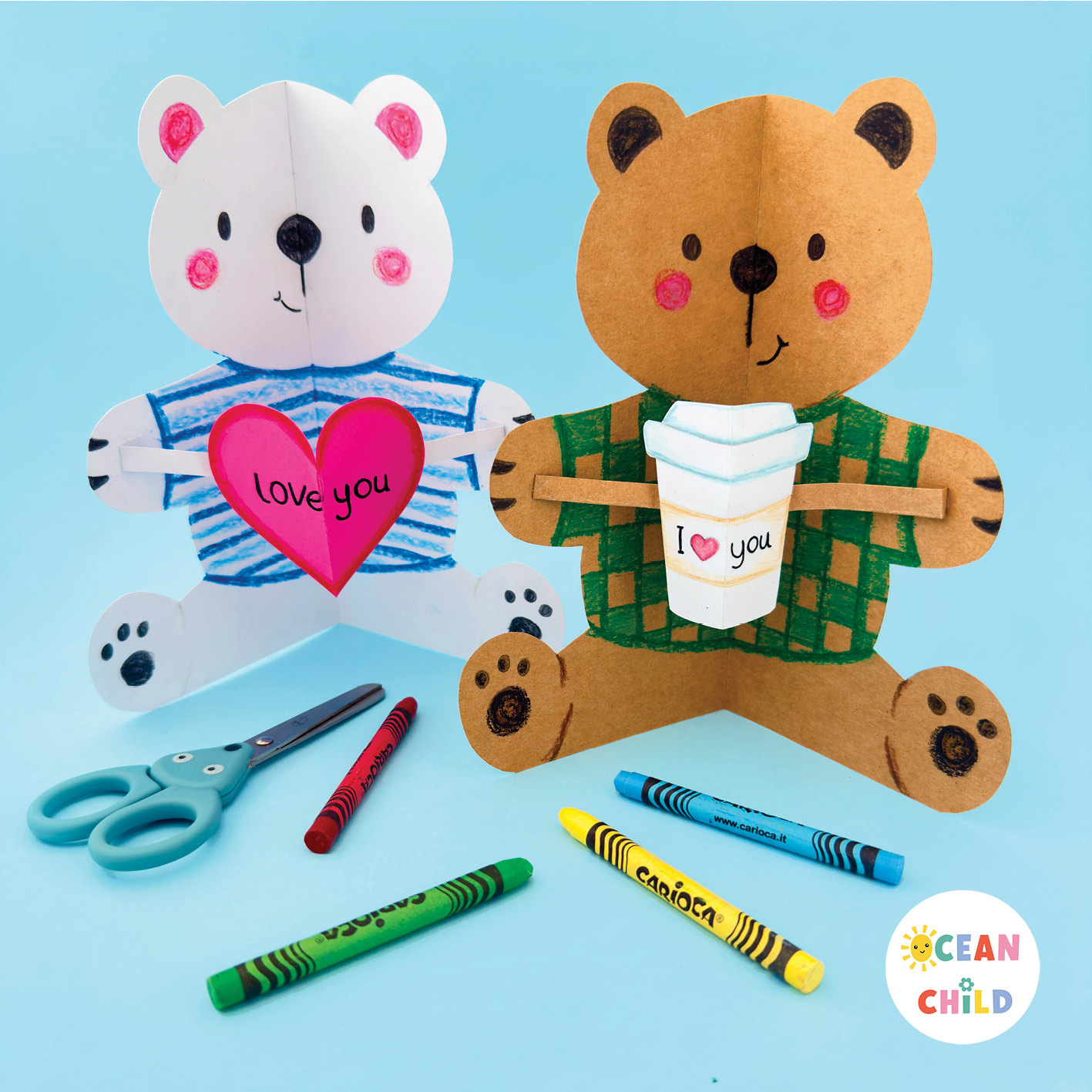 paper bear card easy craft for kids for Valentine's Day and Mother's Day