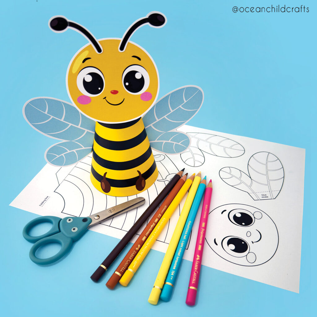 3D Paper Cone Animals Insects, Paper Bee Craft