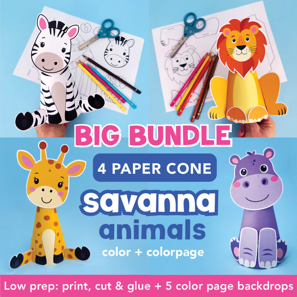 Big Learning Bundle African Animals Coloring Craft Kids