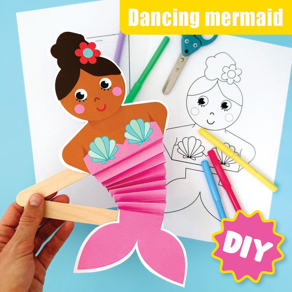 FUN Mermaid Puppet Craft Printable, Kids Ocean Activity