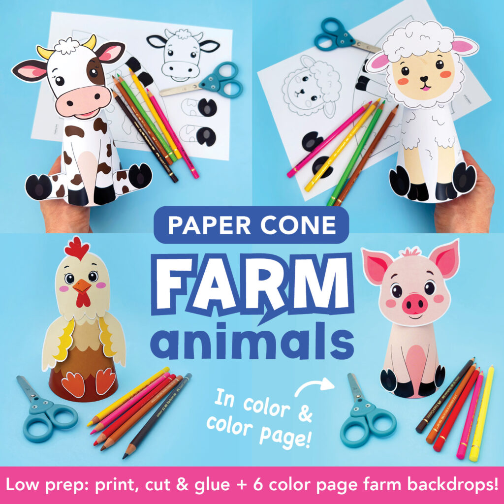 Farm Animal Printable Low Prep: Cow, Sheep, Chicken-hen and Piglet