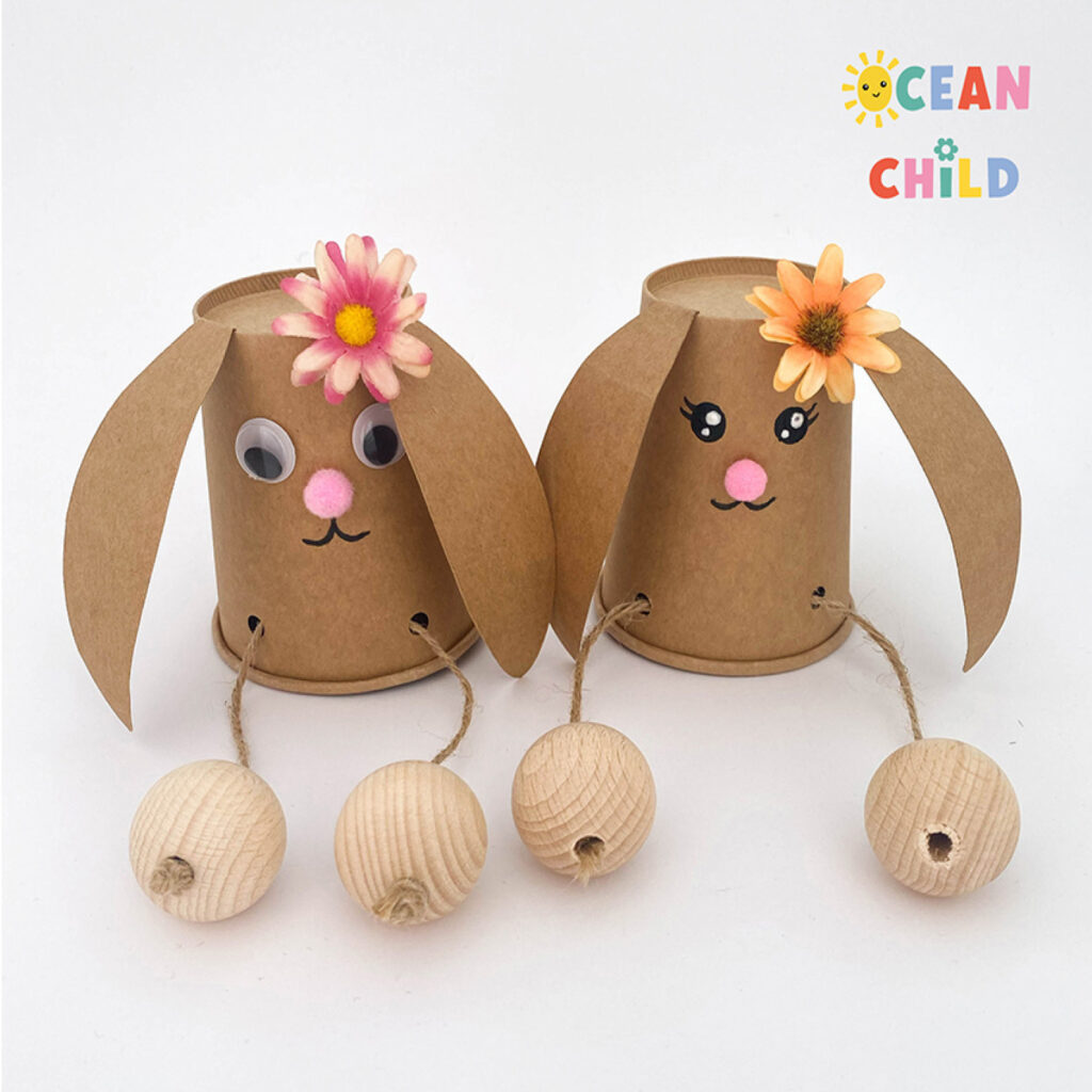 Upcycled Easter Crafts for kids, paper cup bunny