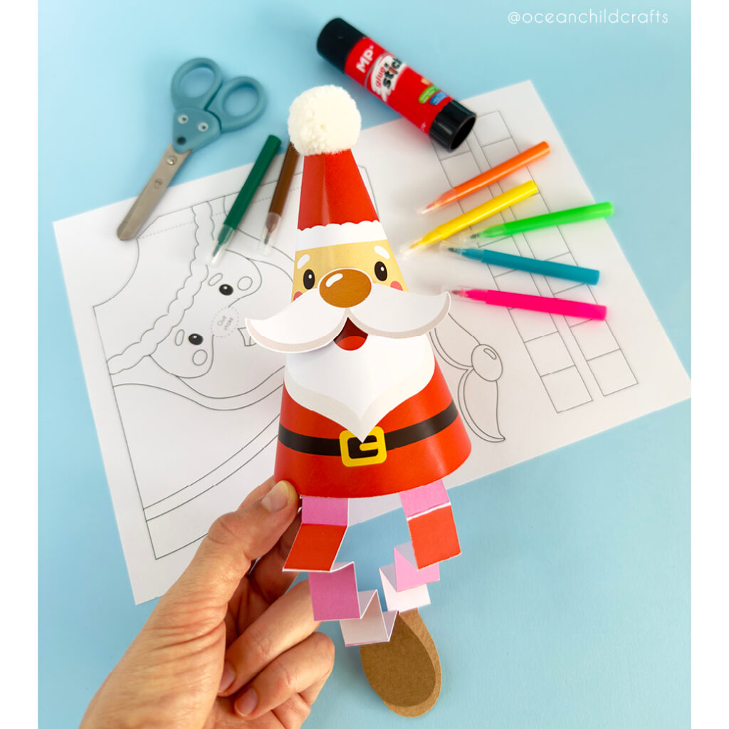 Santa Printable Craft for Kids, Cute, easy and fun!