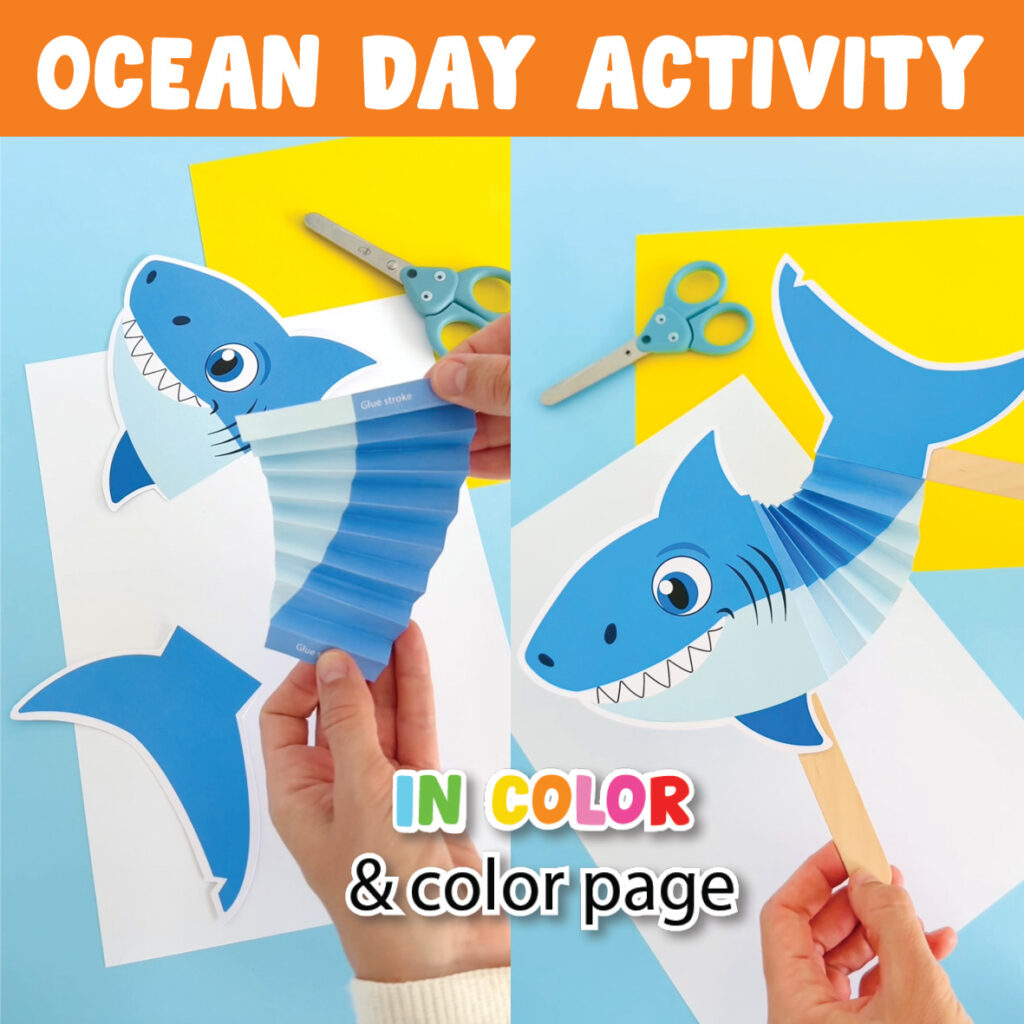 Shark Craft Printable Summer, Fun Dancing Shark Activity for Shark Day