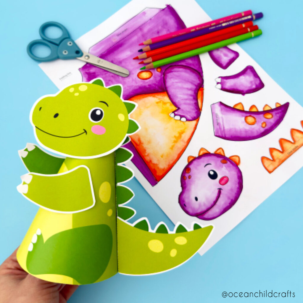 Cone animal craft, easy paper dinosaur crafts for kids!